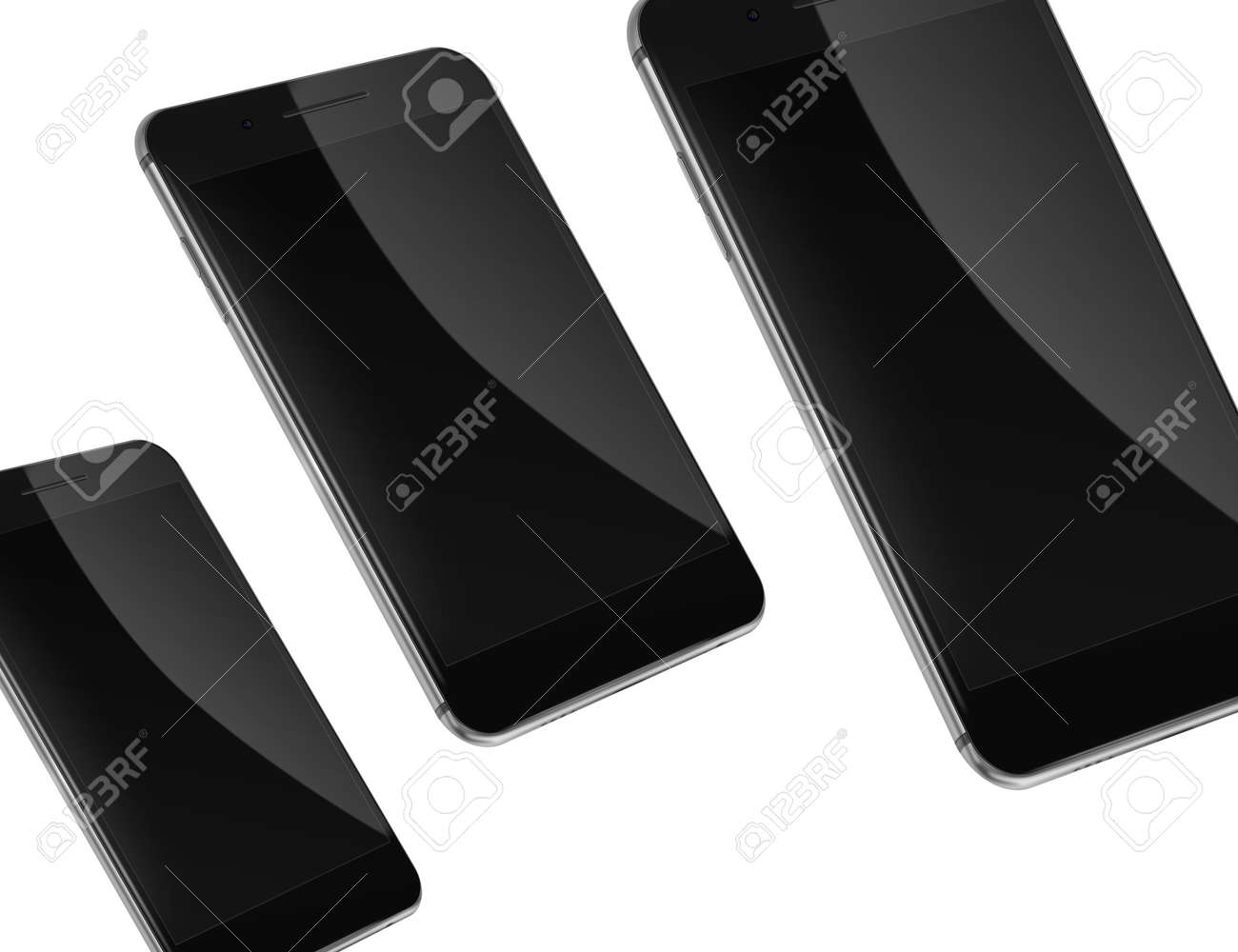 Mobile smart phones with black screens isolated on white background - 44403789 Mobile smart phones with black screens isolated on white background - 44403789