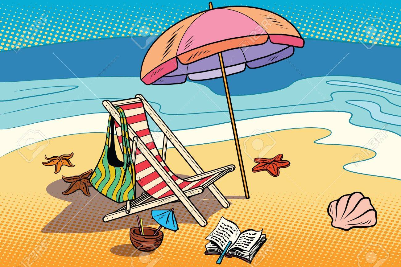 Escalier De Plage Et Parasol Le Repos Sur La Mer Et Le Tourisme Illustration Dessinee Dessin Anime Pop Art Vecteur Retro Clip Art Libres De Droits Vecteurs Et Illustration Image