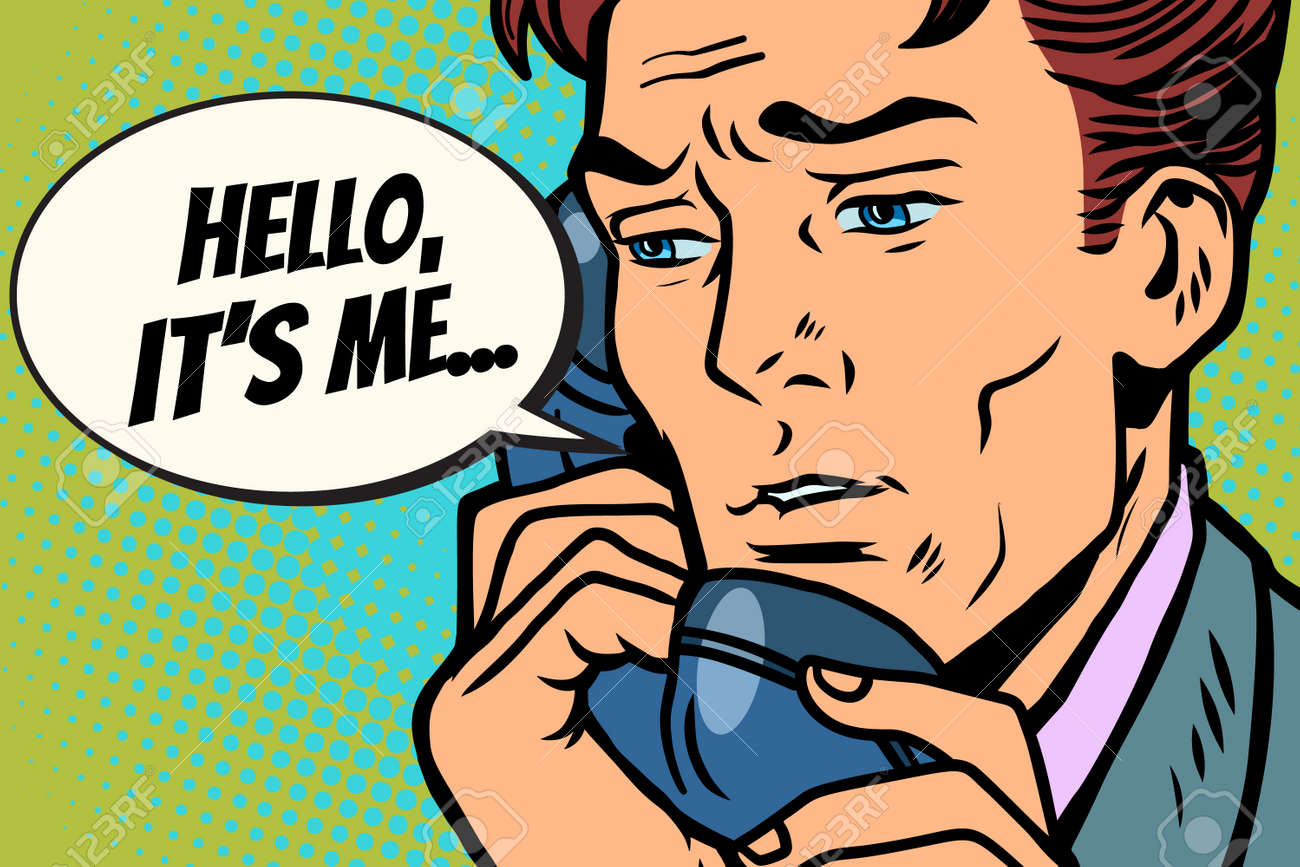 Pop Art Man Talking On The Phone Hello It Is Me Comic Book Cartoon Pop Art Retro Illustrator Vector Drawing Royalty Free Cliparts Vectors And Stock Illustration Image