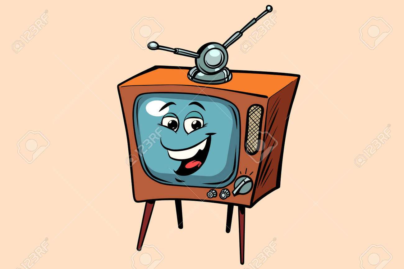 レトロテレビかわいいスマイリー顔キャラクター のイラスト素材 ベクタ Image