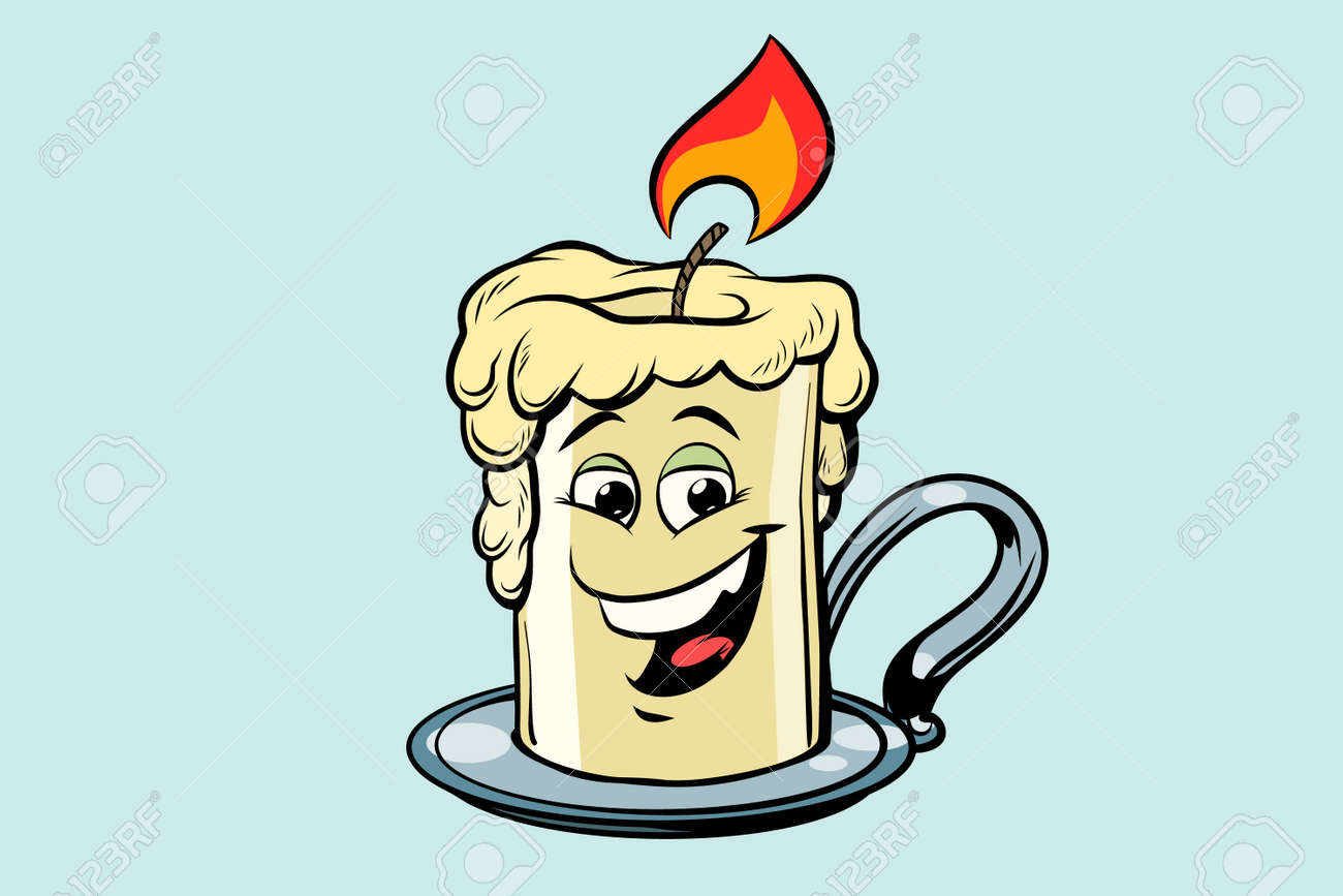 レトロなキャンドルかわいいスマイリーの顔文字のイラスト素材 ベクタ Image