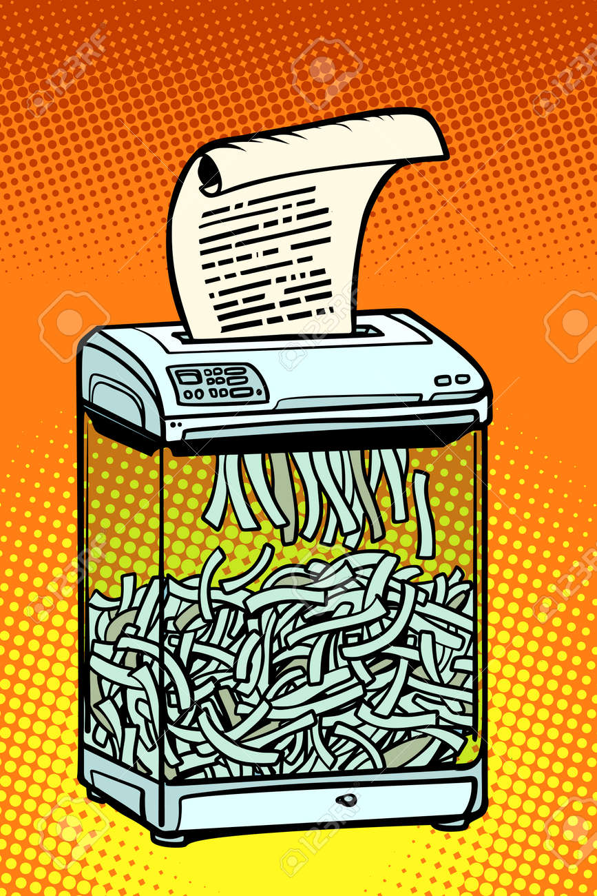 paper shredder office appliance secret information comic cartoon