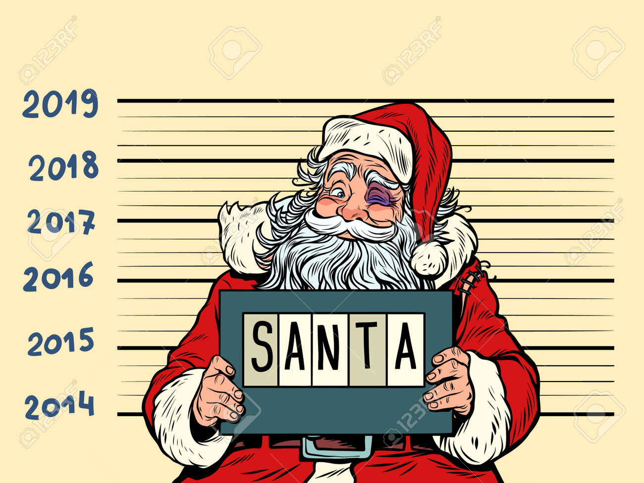 Bad Santa Claus Arrested 2019 Happy New Year Comic Cartoon
