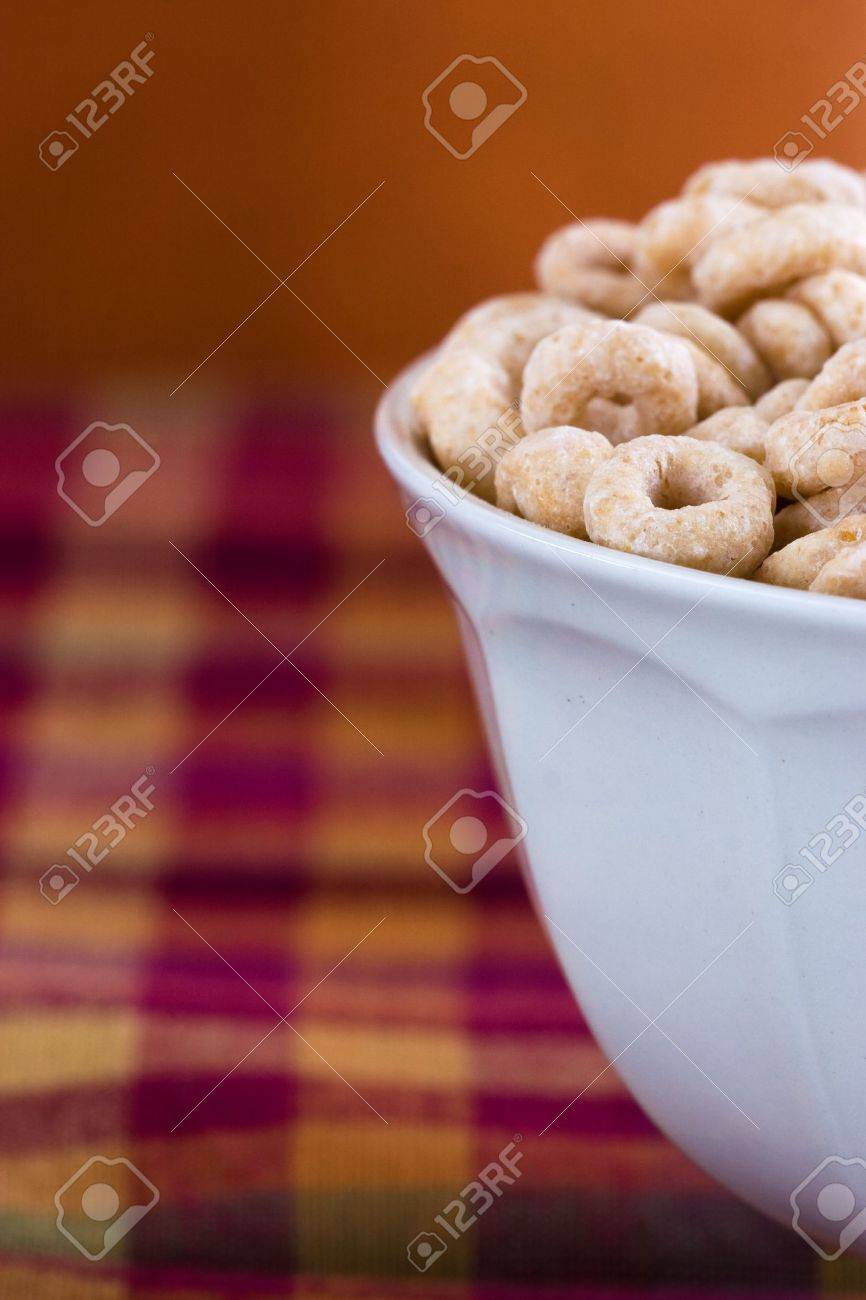 breakfast series close up of a bowl of cheerios cereal stock photo