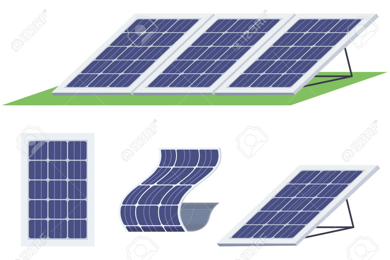 solar panels set sun