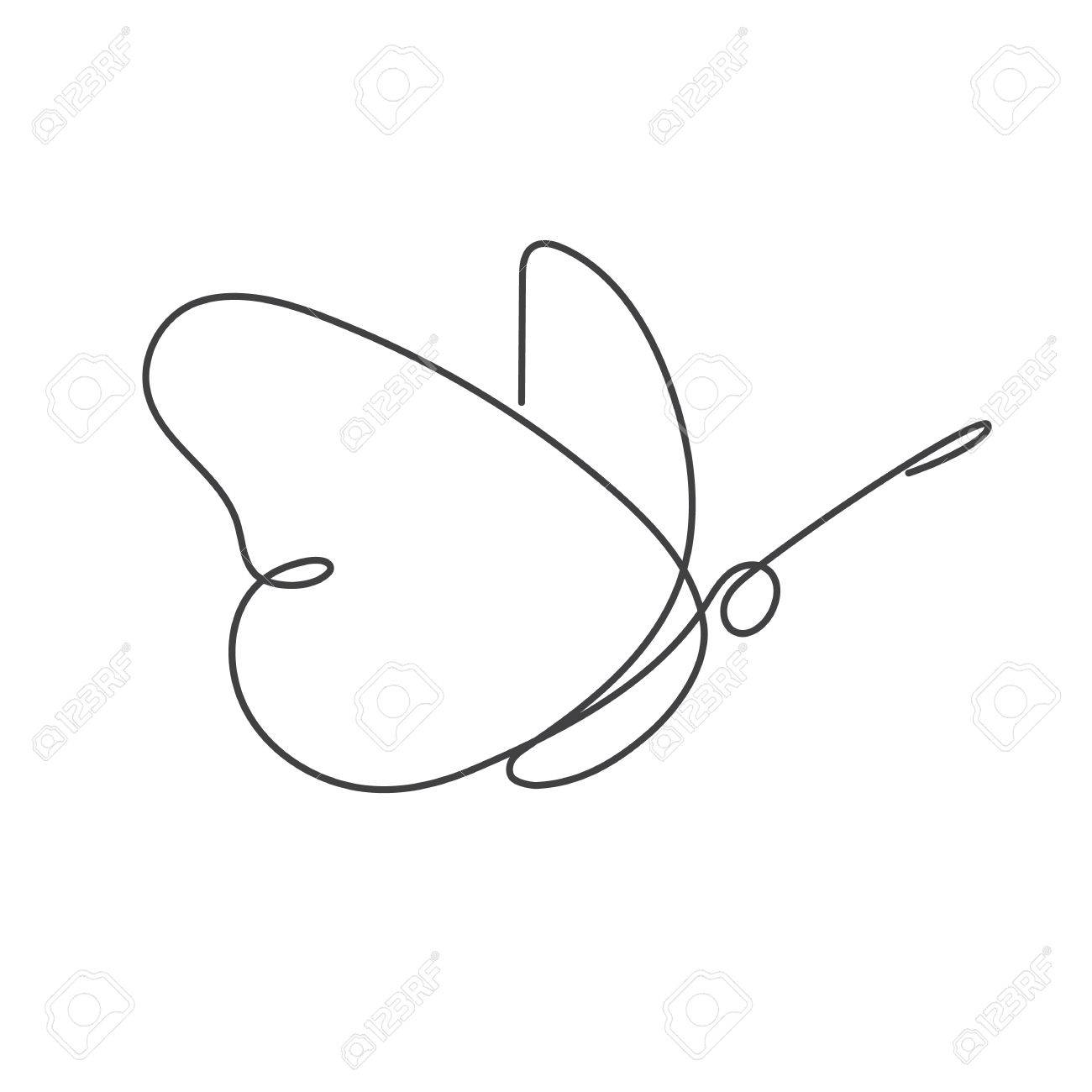 Continuous line butterfly vector illustration white one line drawing stock vector 72229380