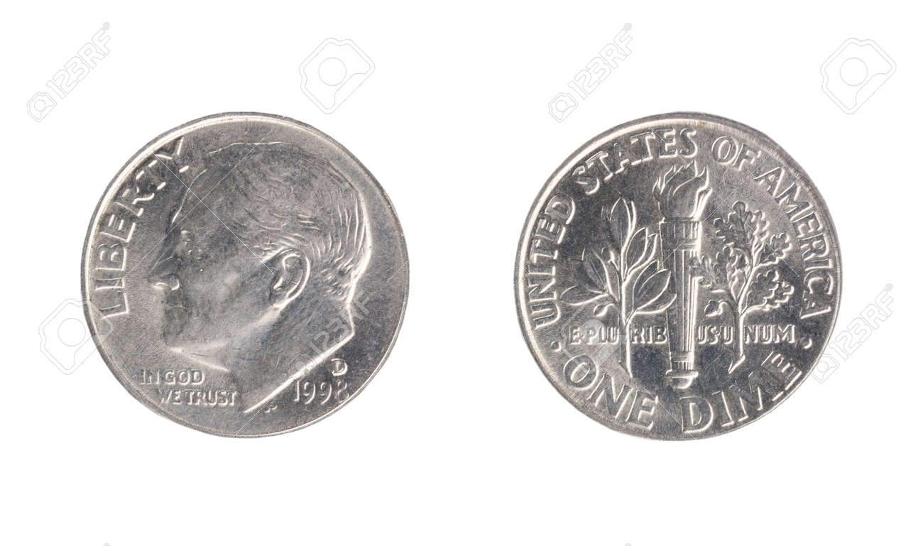 1998 년 기념 미국 동전, 1 다임의 공칭 값 기념 세트. 흰색 배경에 격리 로열티 무료 사진, 그림, 이미지 그리고  스톡포토그래피. Image 95561981
