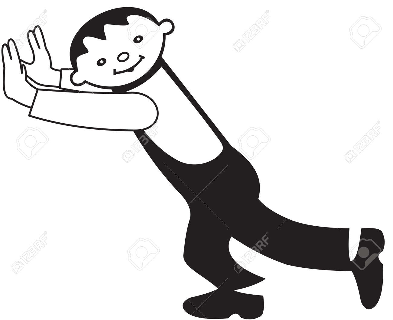 Illustration Of A Cartoon Man Pushing On A White Background Royalty Free  SVG, Cliparts, Vectors, and Stock Illustration. Image 27579417., image size:1300x1059