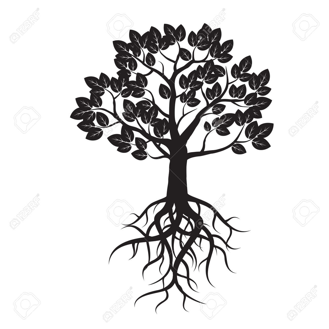 Black Tree And Roots Vector Illustration Royalty Free Cliparts Vectors And Stock Illustration Image