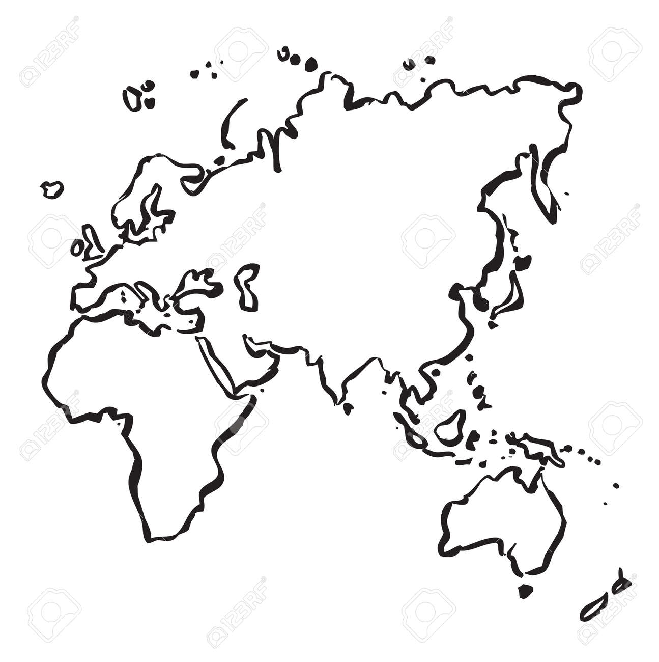 Outline Map Of Europe, Asia, Africa And Australia Royalty Free Cliparts, Vectors, And Stock Illustration. Image 87917096.