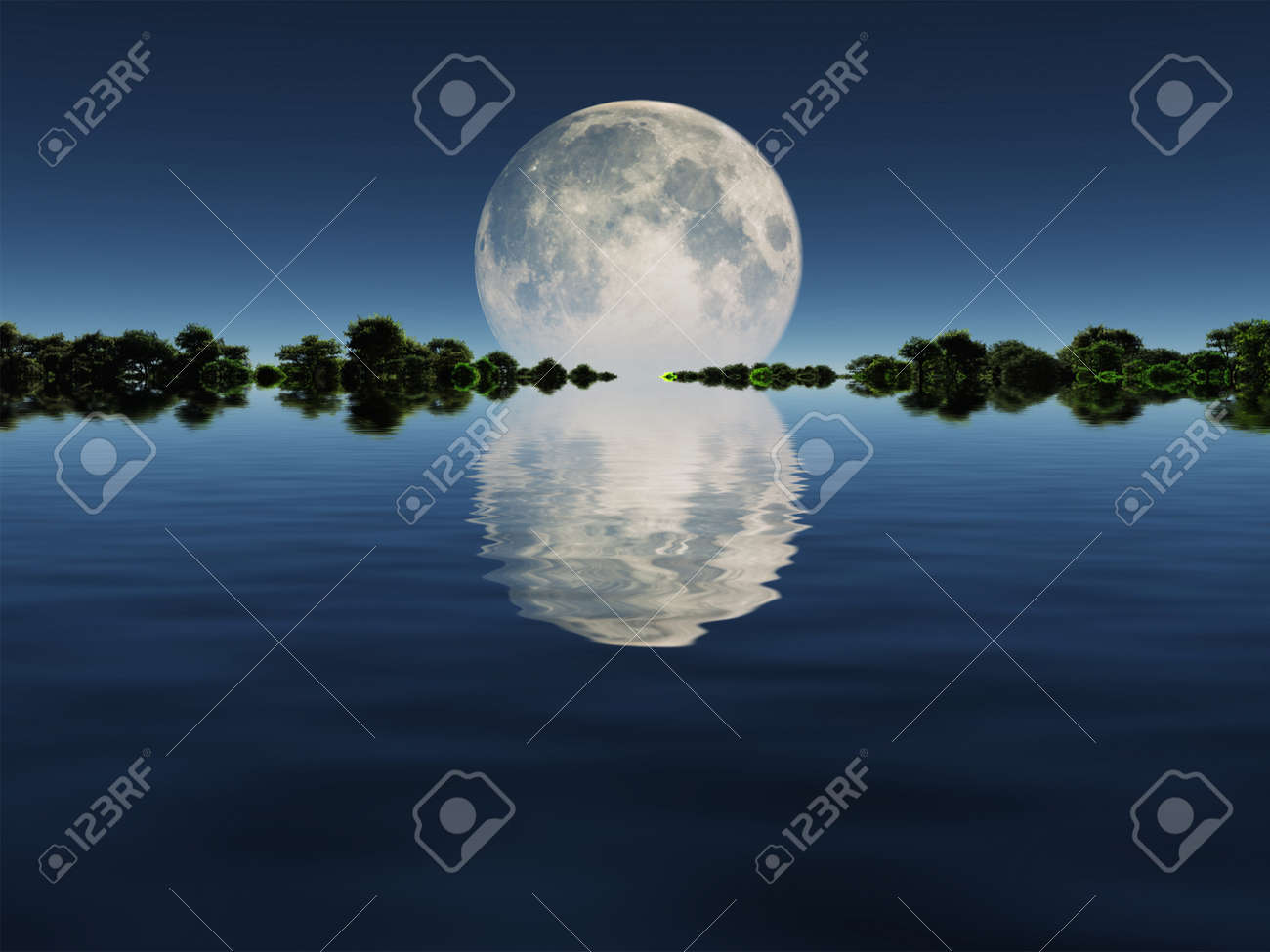 Moonrise Over Water Stock Photo Picture And Royalty Free Image Image
