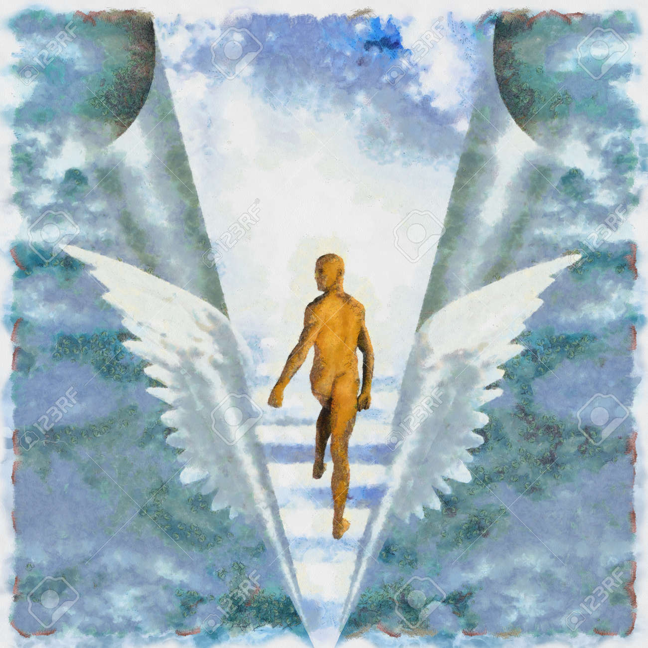 天国への階段を昇順男の絵画 の写真素材 画像素材 Image 天国への階段を昇順男の絵画 の写真素材 画像素材 Image