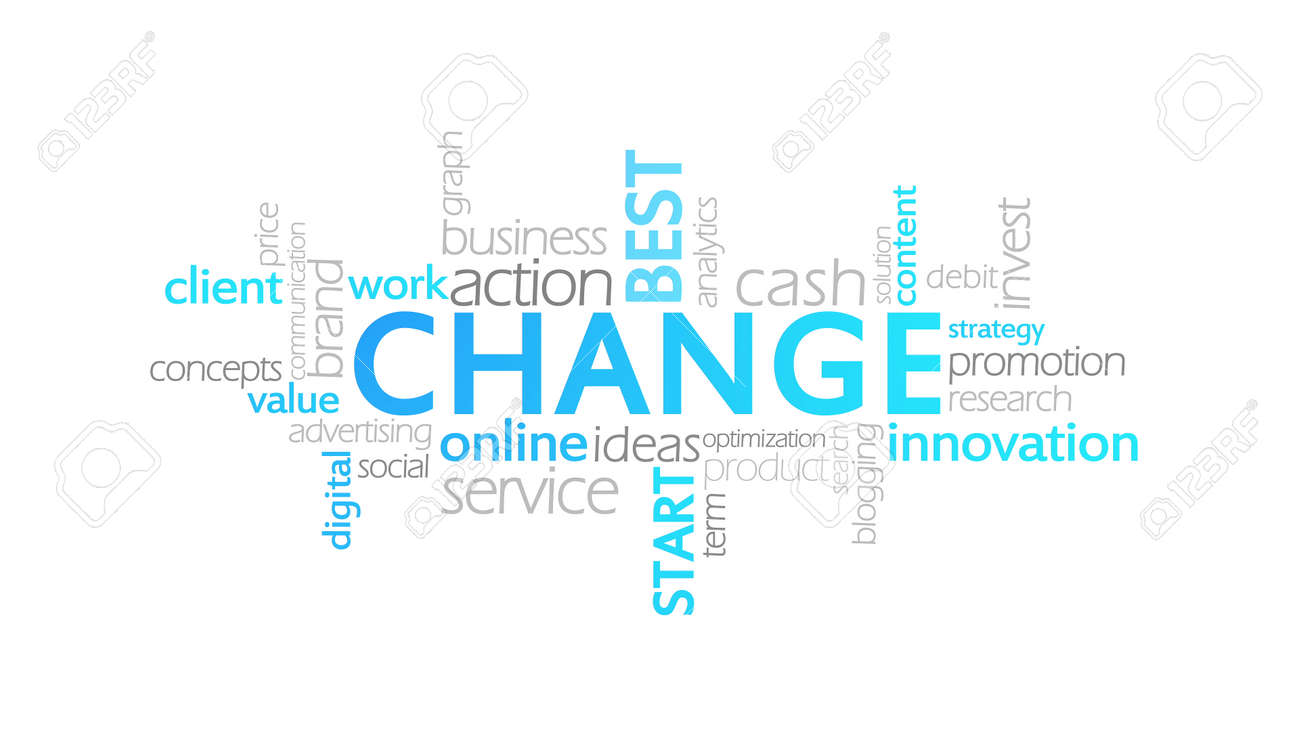 変更 アニメーション タイポグラフィ単語雲の概念図 の写真素材 画像素材 Image