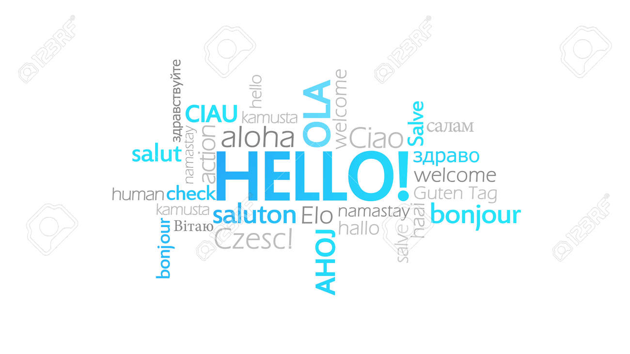 こんにちは タイポグラフィ アニメーション 単語雲の概念図 の写真素材 画像素材 Image