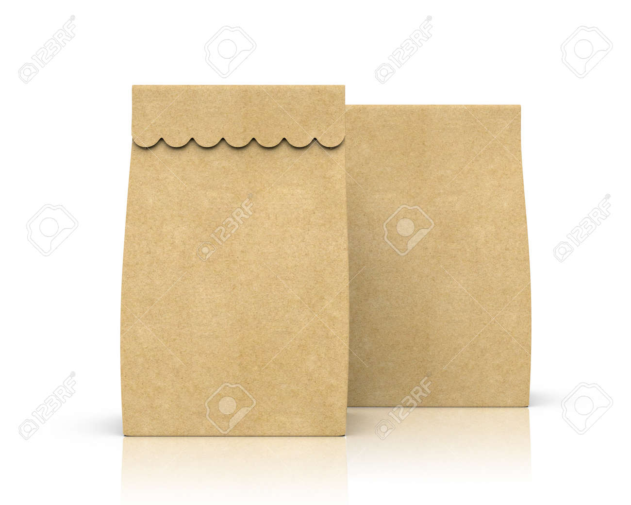 Download Two Kraft Paper Lunch Bags Mockup In 3d Render On White Background Stock Photo Picture And Royalty Free Image Image 111219095