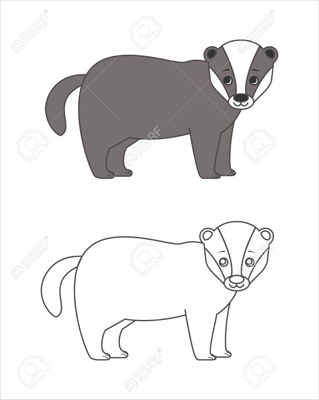 ブーぬりえのアナグマ のイラスト素材 ベクタ Image 72916457