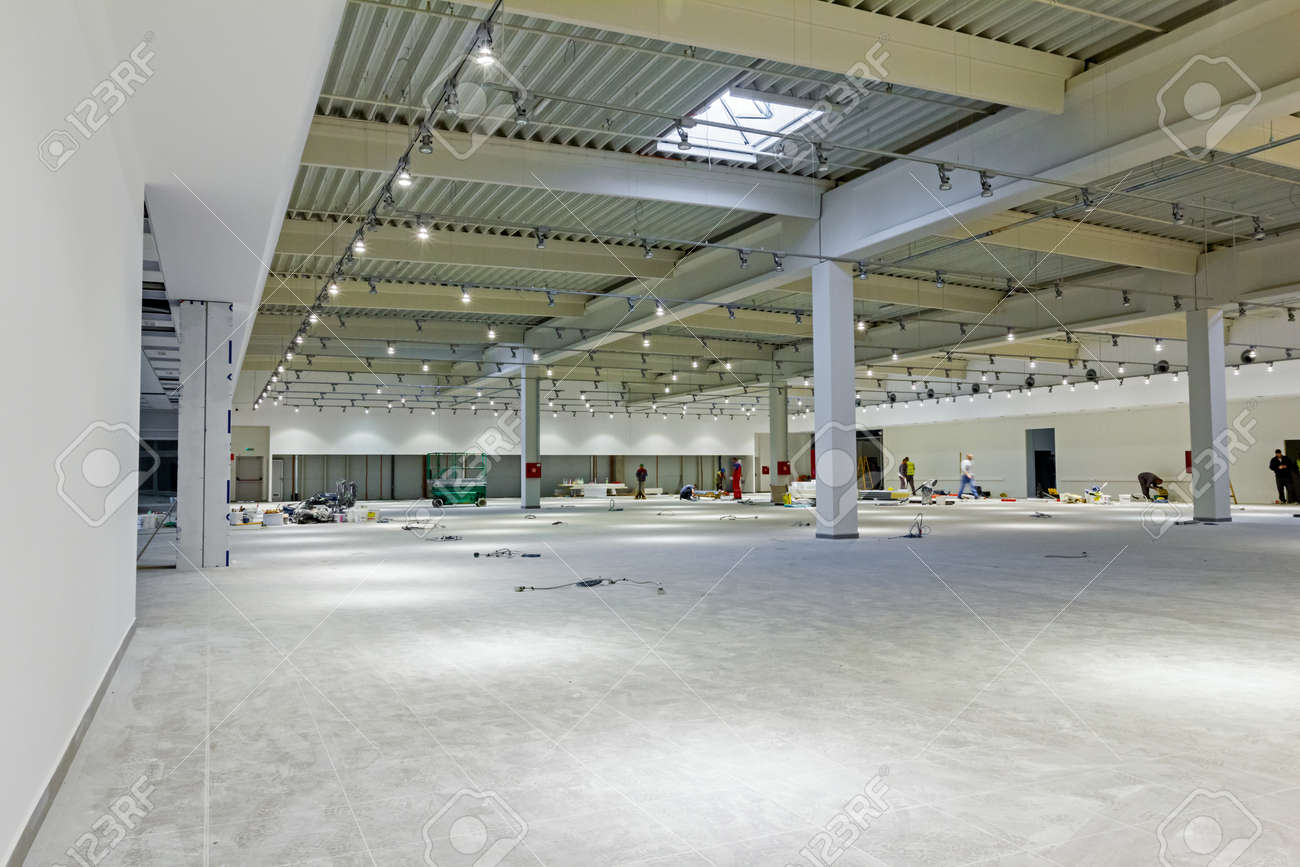 Interior Of Empty Unfinished Modern Mega Market Architecture