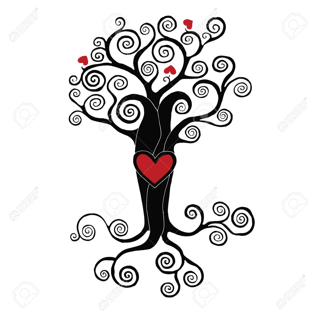 Stilisierter Baum Mit Herzen Auf Einem Weissen Hintergrund Lizenzfrei Nutzbare Vektorgrafiken Clip Arts Illustrationen Image