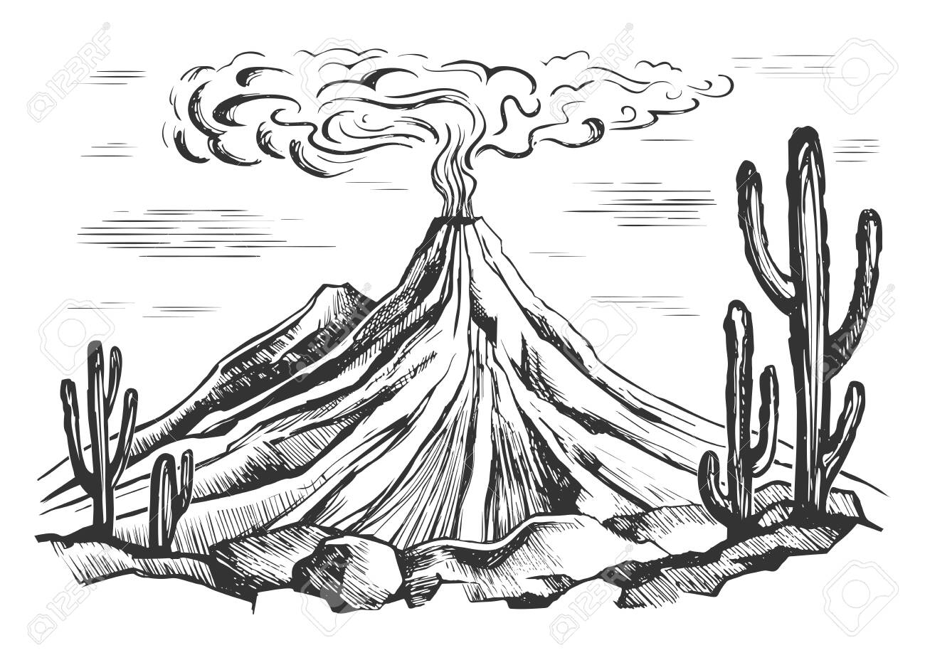 How to Draw a Volcano  Easy Drawing Art