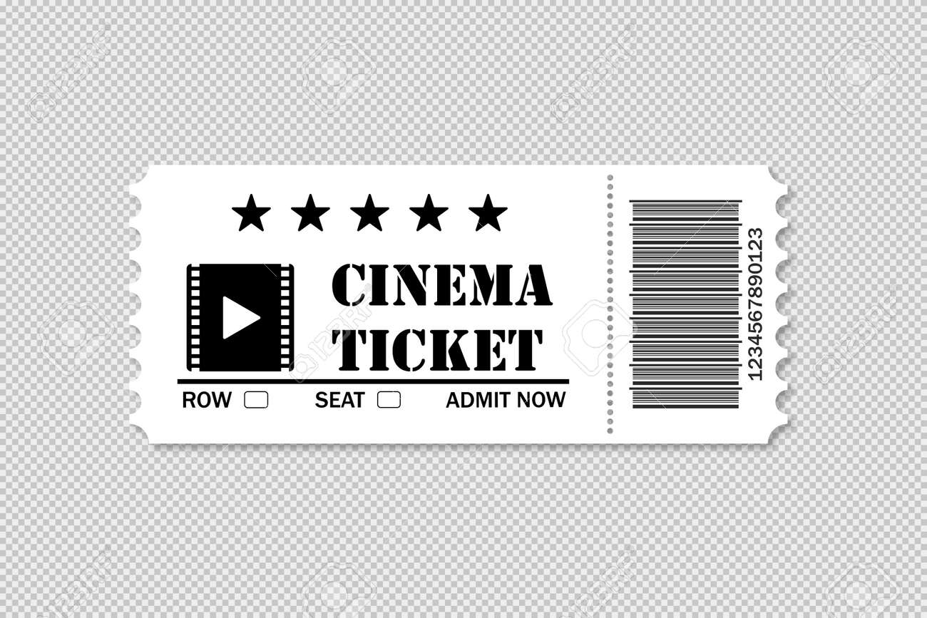 Cinema Ticket Movie Time With Code Simple Isolated Ticket On Royalty Free Cliparts Vectors And Stock Illustration Image