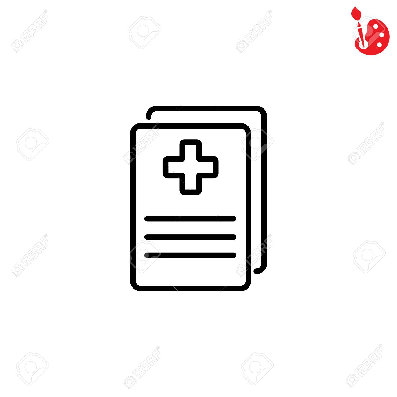 Web 行のアイコン 医療の形態 医師の診断書 のイラスト素材 ベクタ Image