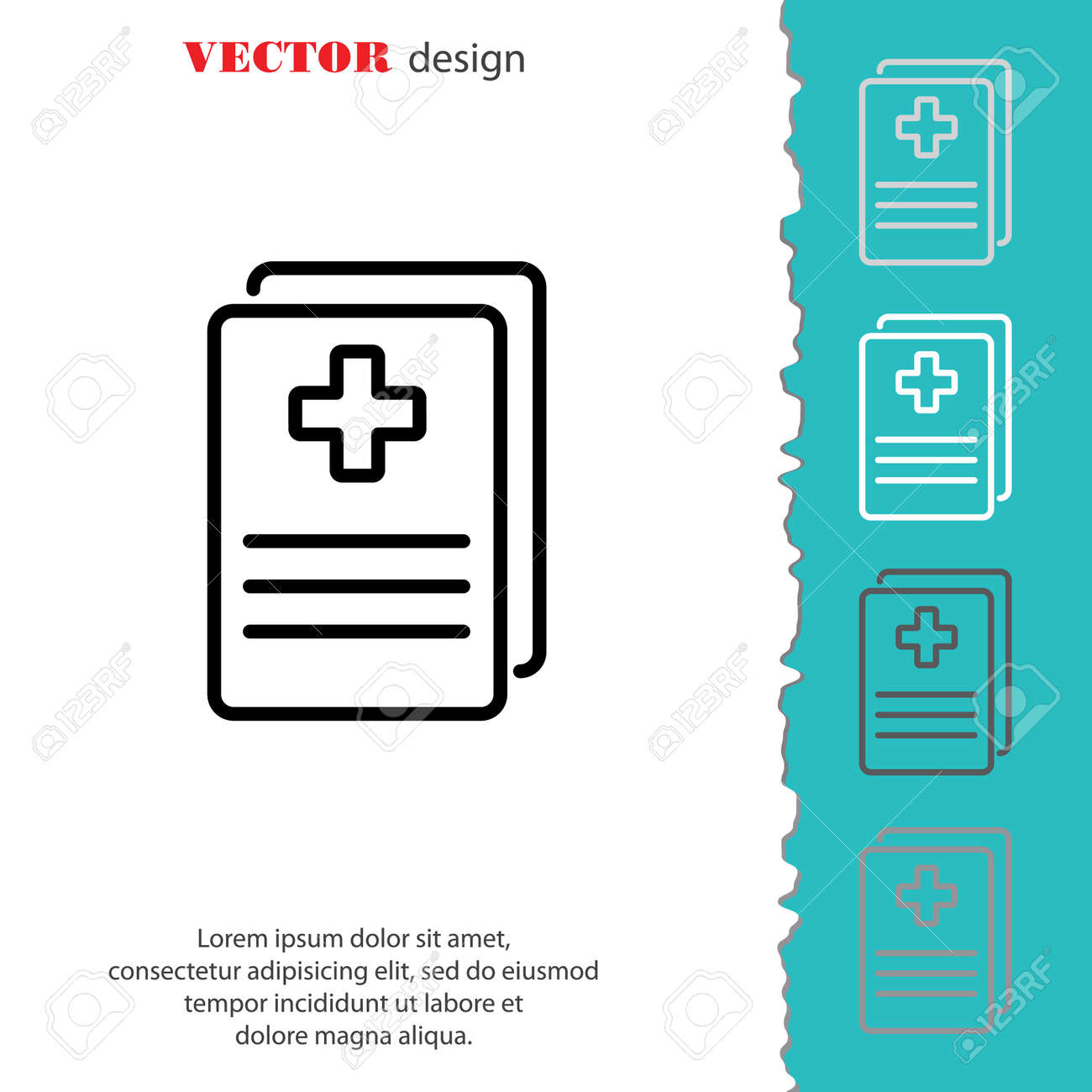 Web 行のアイコン 医療の形態 医師の診断書 のイラスト素材 ベクタ Image