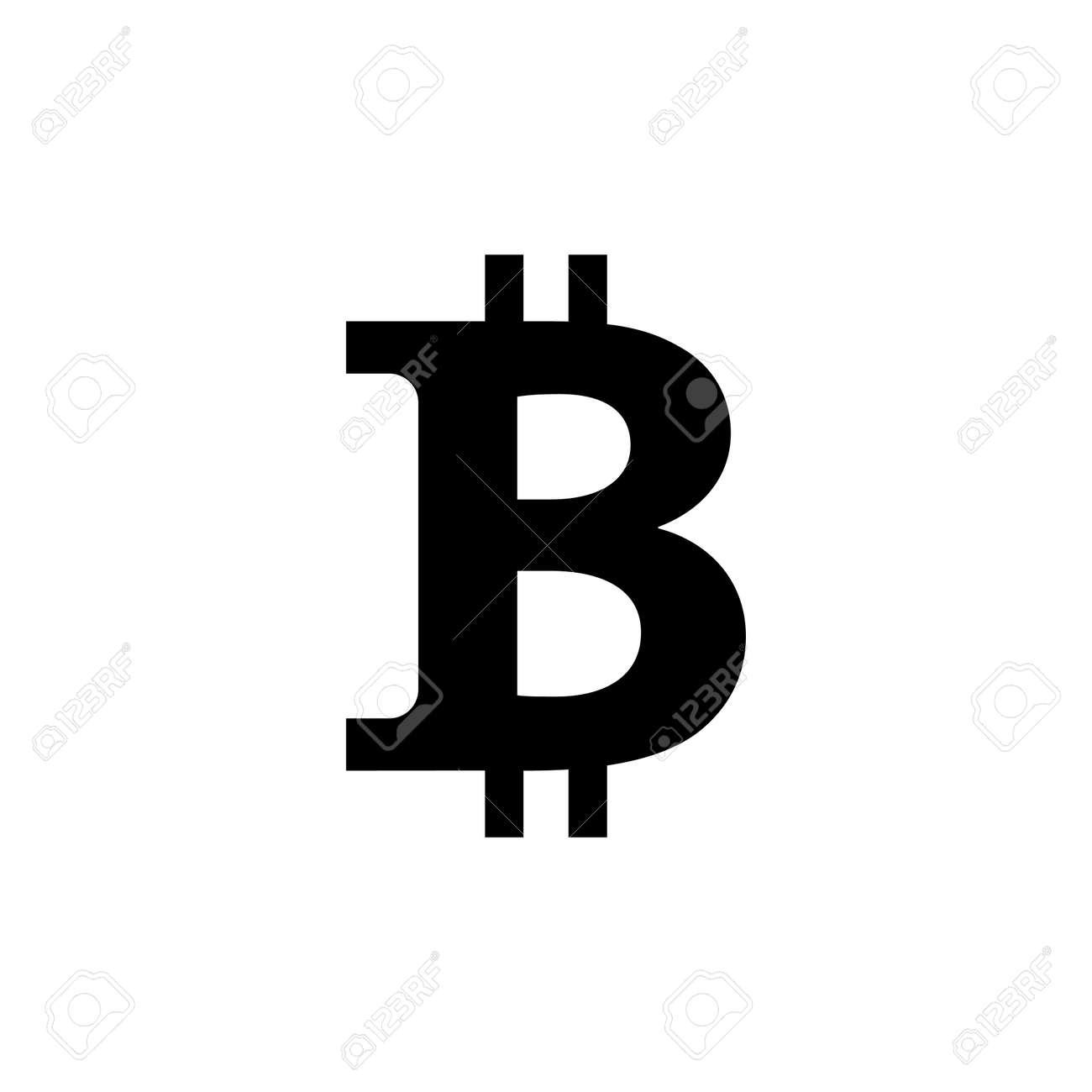 ビットコインアイコン、ベクトル記号、支払いシンボル、コインロゴ。暗号通貨、仮想電子、インターネットマネー。白に分離された黒いエンブレム。暗号通貨の電子商取引の概念のイラスト素材・ベクター  Image 128572725