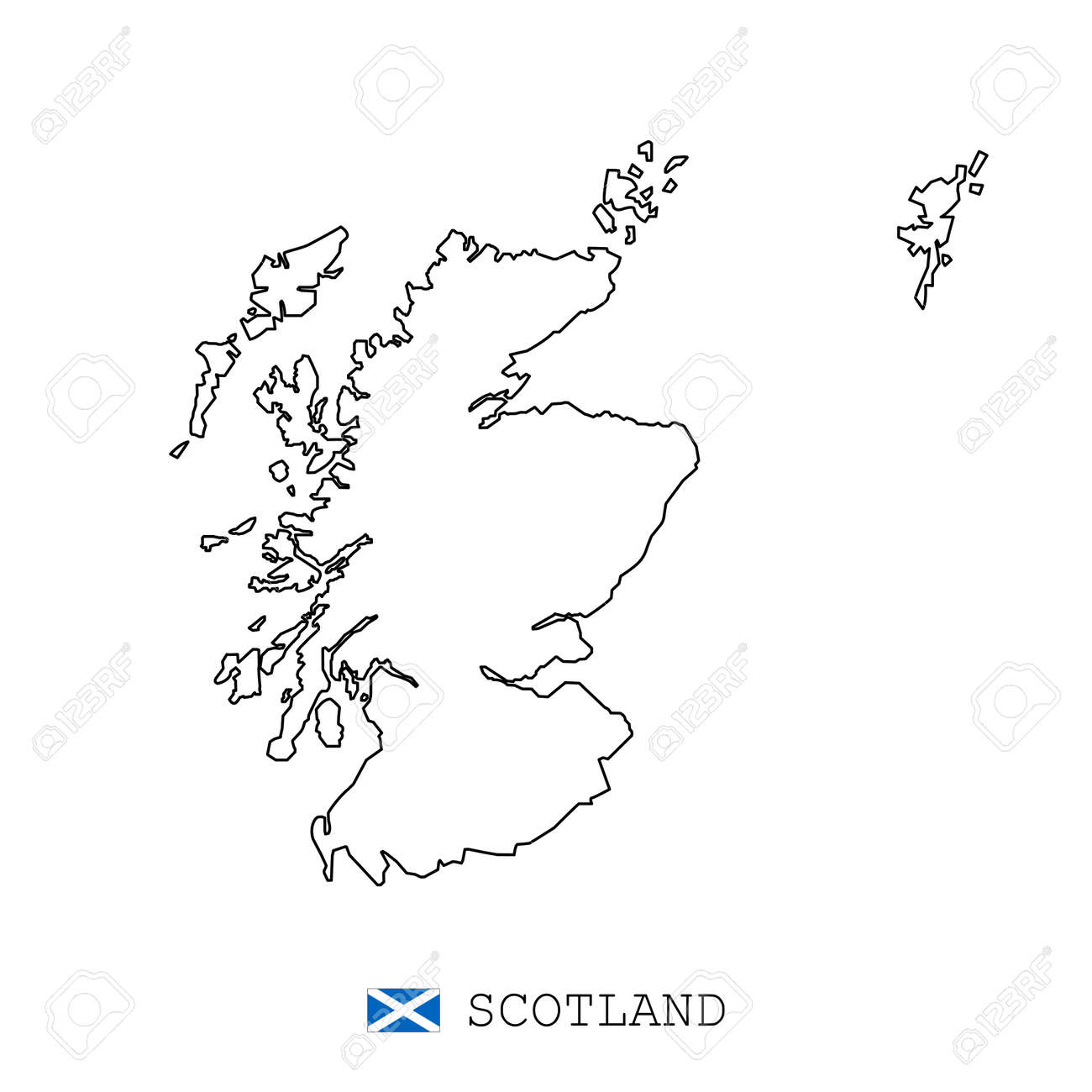 Simple Map Of Scotland Scotland Map Line, Linear Thin Vector. Scotland Simple Map And Flag.  Royalty Free Svg, Cliparts, Vectors, And Stock Illustration. Image  141387528.