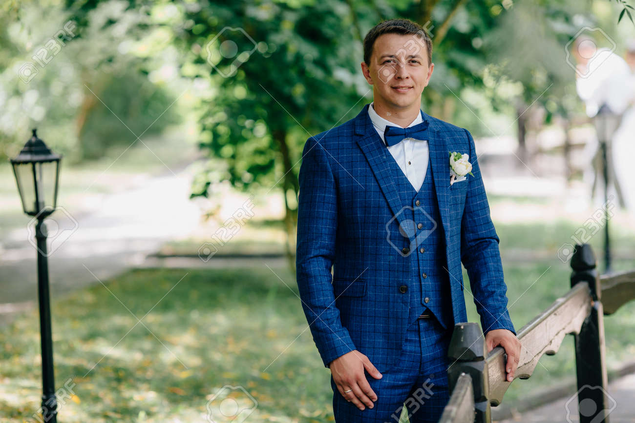 portrait of a man in a chic suit the guy is going to get married