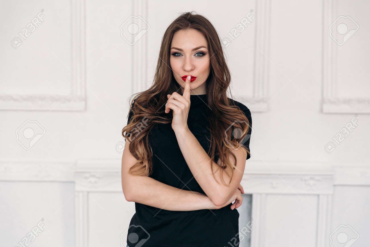 black t shirt with red lips