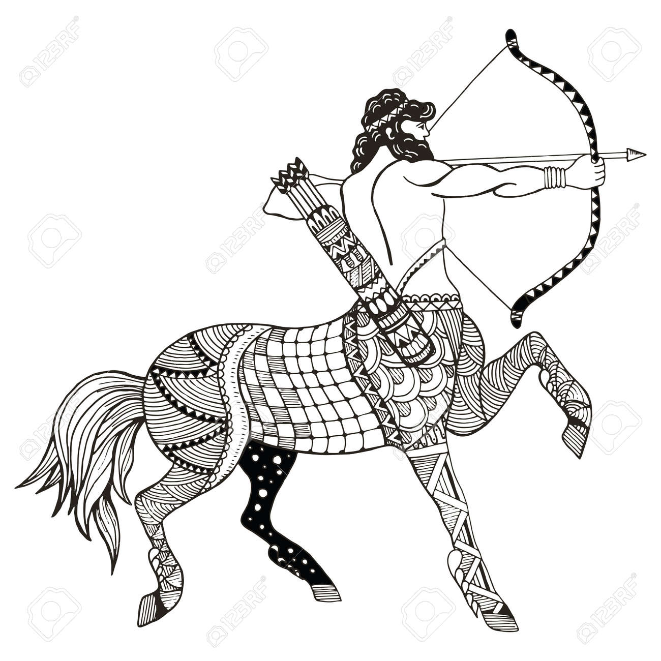 Sagittarius Zodiac Sign Vector Illustration Zentangle Stylized Freehand Pencil Hand Drawn Pattern Horoscope Sign The Archer Royalty Free Cliparts Vectors And Stock Illustration Image 76670159