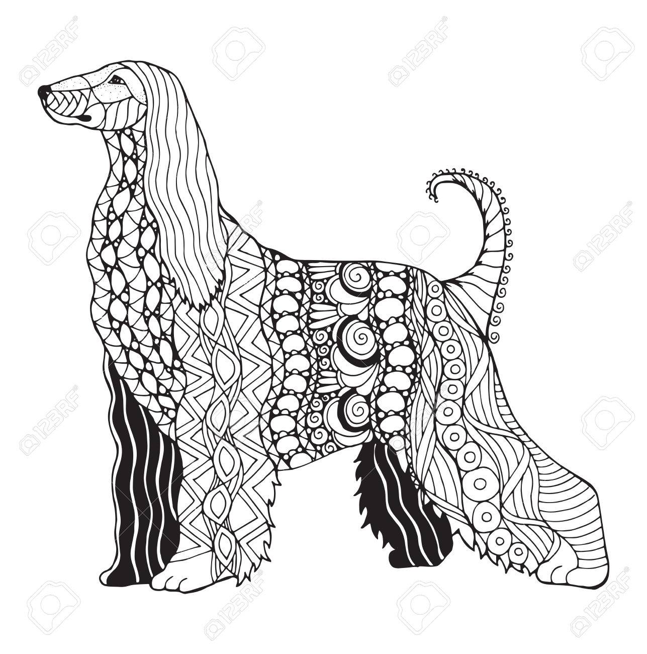 Afghan hound dog zentangle stylized, vector, illustration, freehand pencil, pattern. Zen art. Black and white illustration on white background. Adult anti-stress coloring book. Print for t-shirts. - 80715719 Afghan hound dog zentangle stylized, vector, illustration, freehand pencil, pattern. Zen art. Black and white illustration on white background. Adult anti-stress coloring book. Print for t-shirts. - 80715719