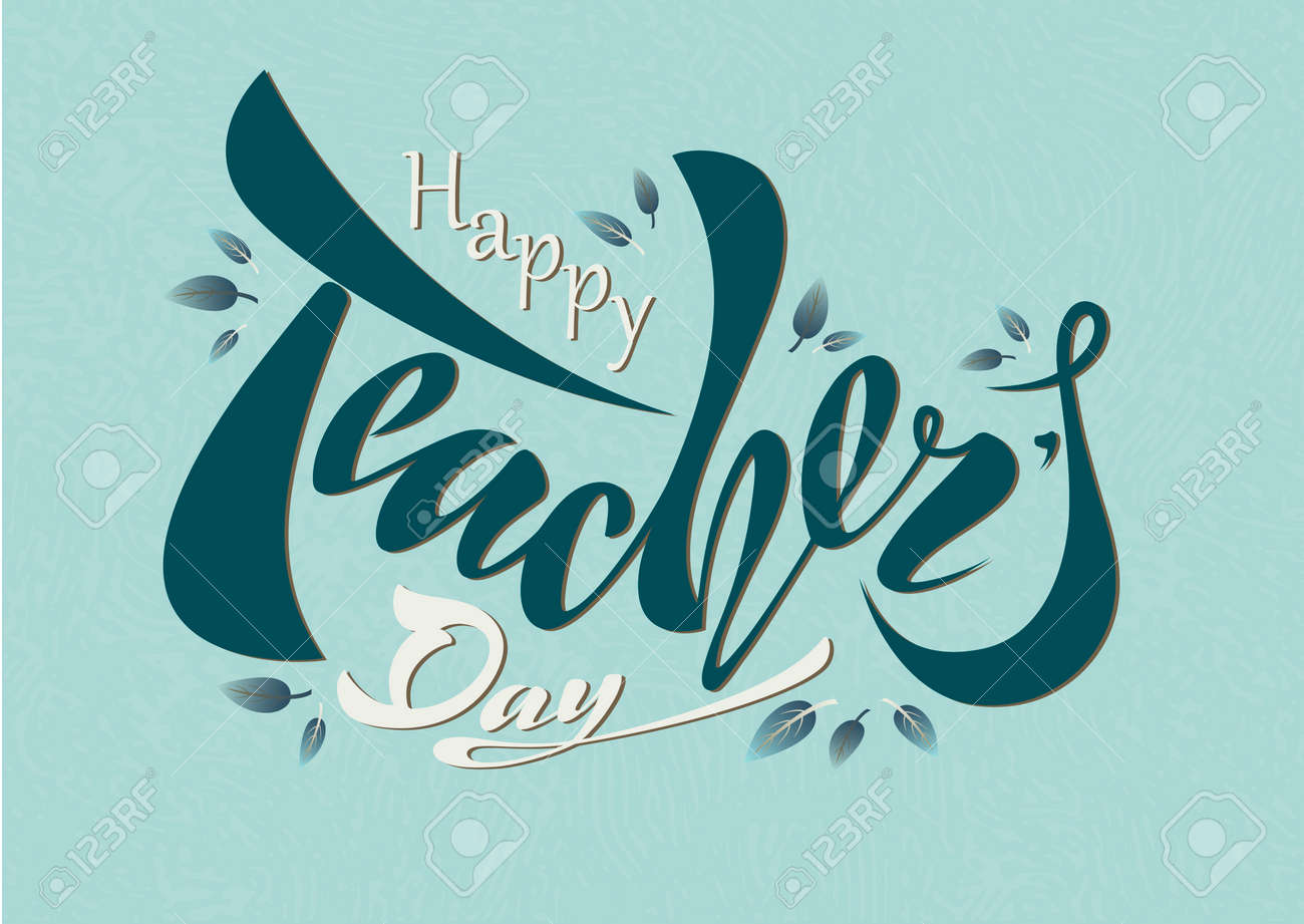 beautiful design happy teachers day with handwritten text on congratulations banner template