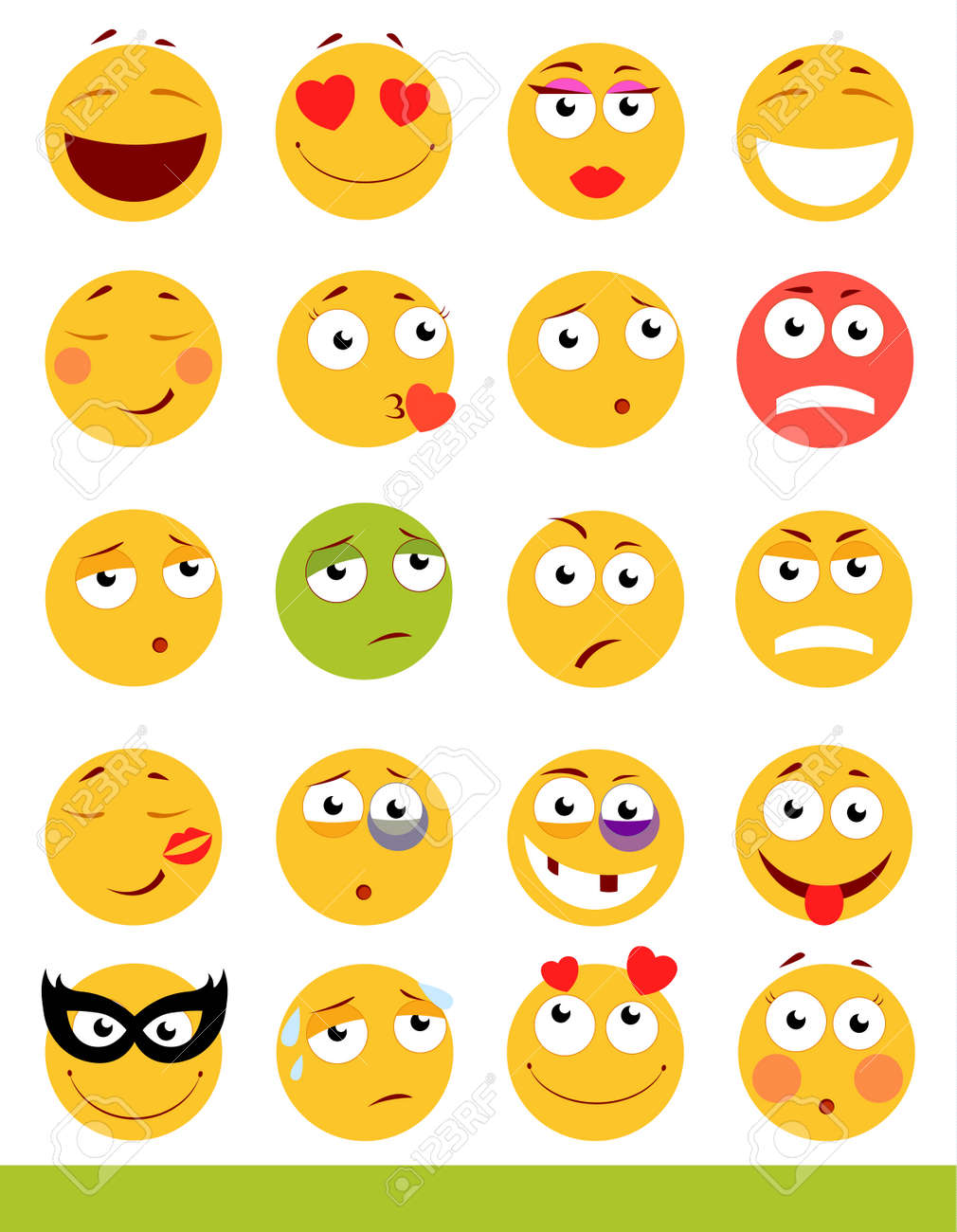 かわいい顔文字のセットです 絵文字やスマイルのアイコンです 白い背景上に分離 ベクトル イラスト の写真素材 画像素材 Image