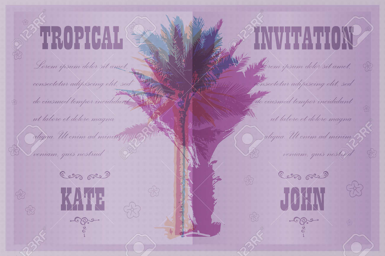 tropical invitation template for wedding engagement and other