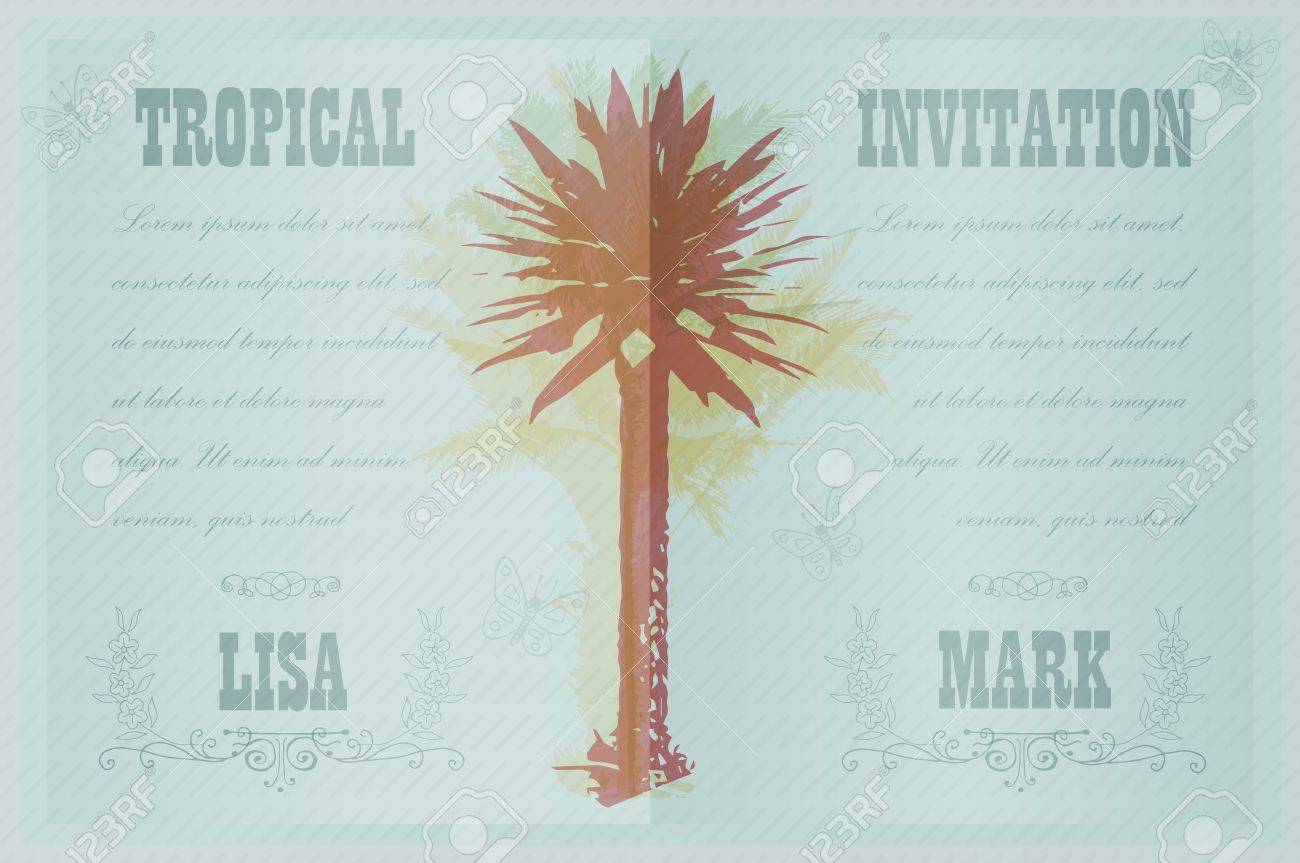 tropical invitation template for wedding engagement and other