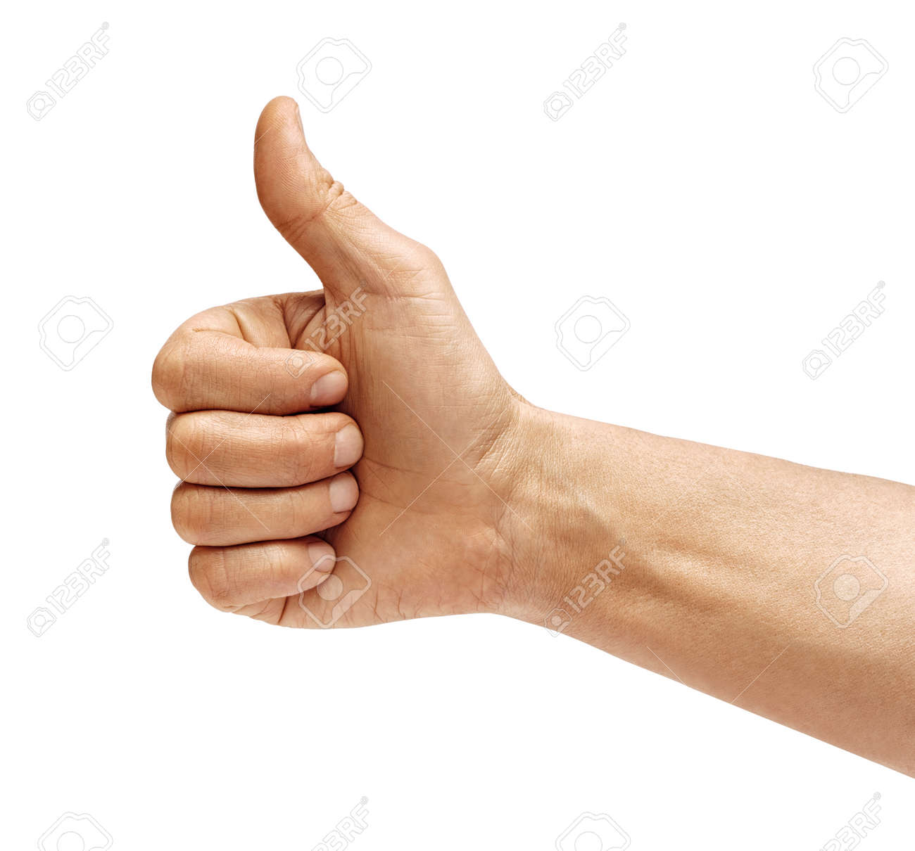 Man's hand showing thumb up - like sign, isolated on white background. Close up. Positive concept. High resolution product. - 123395964 Man's hand showing thumb up - like sign, isolated on white background. Close up. Positive concept. High resolution product. - 123395964
