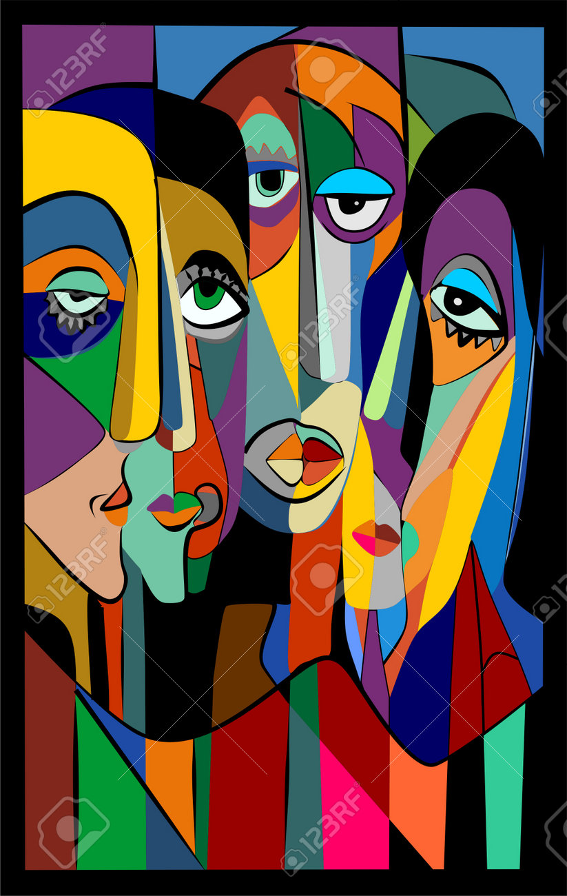 現代アート「キュビスムの女の顔」（3D painting） 美術品