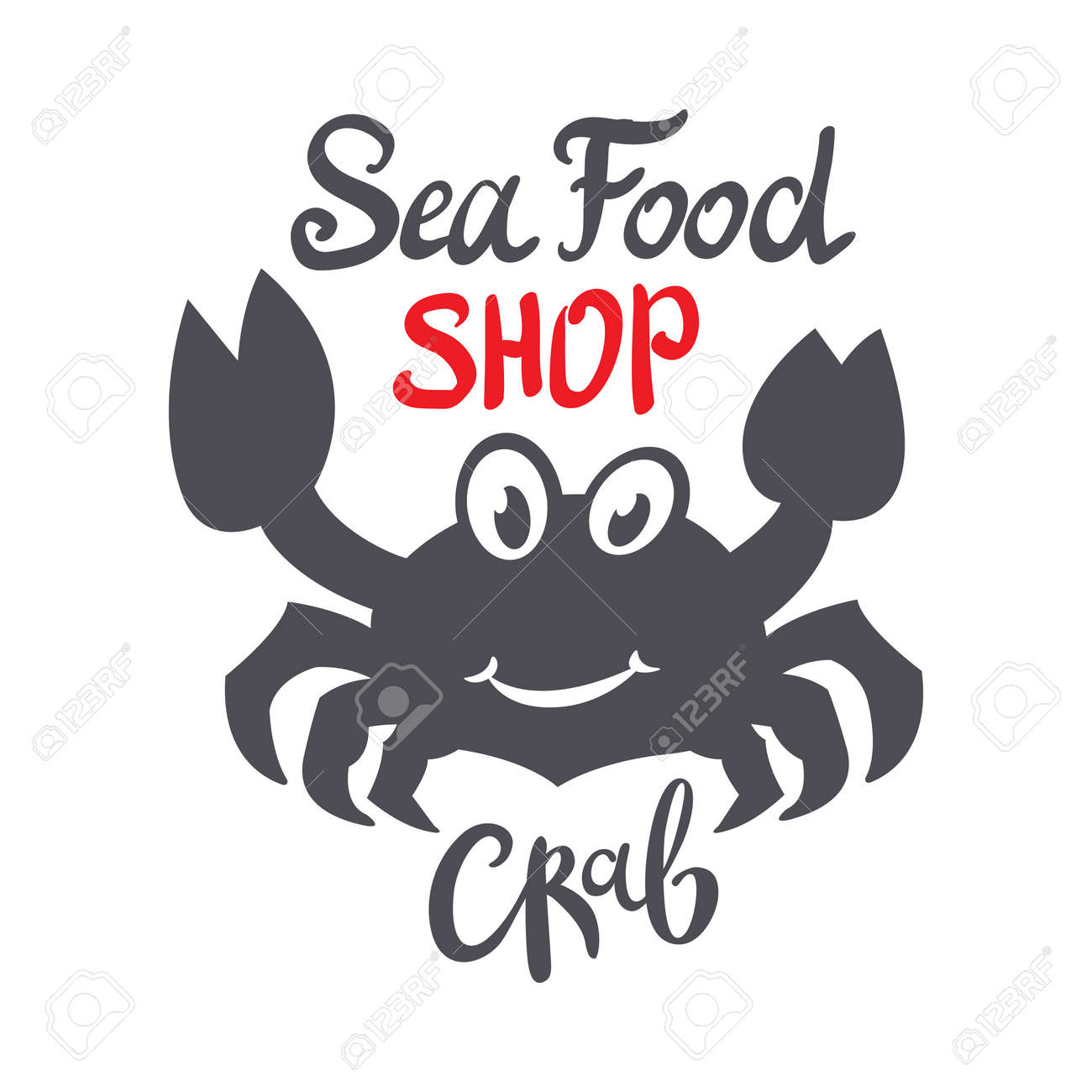crab silhouette seafood shop branding template for craft food