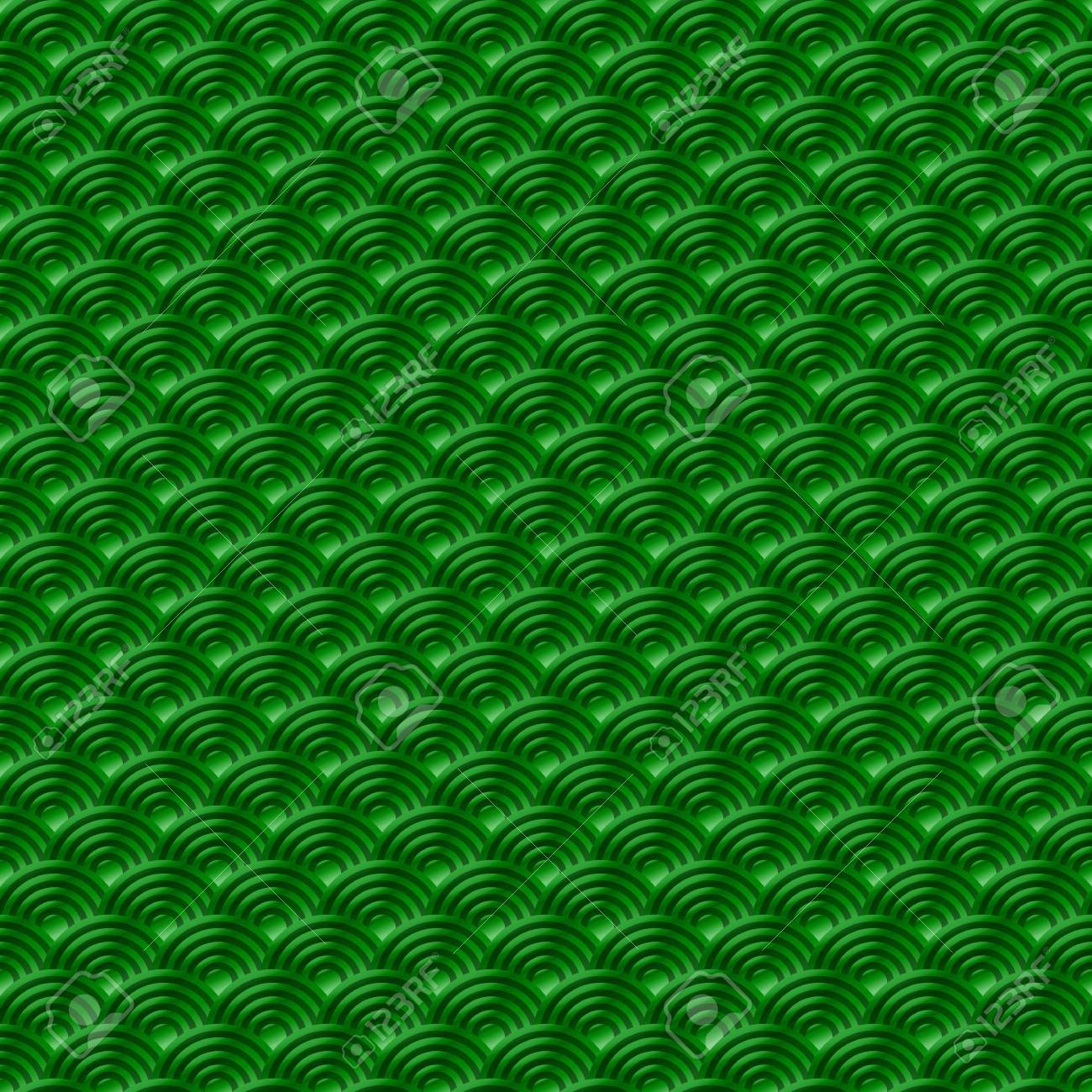 中国緑シームレス パターン龍魚は 緑の背景に日本の波の円パターンのパステル カラーでシンプルなシームレス パターン 自然の背景をスケーリングします ベクター アート韓国 のイラスト素材 ベクタ Image