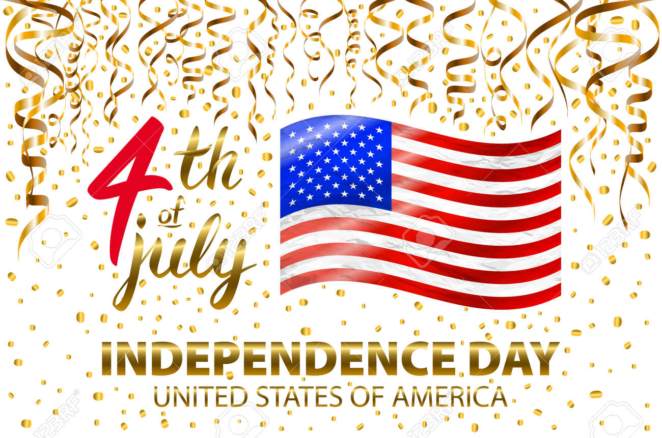 gold glitter independence day usa greeting card flyer july july 4th greeting cards