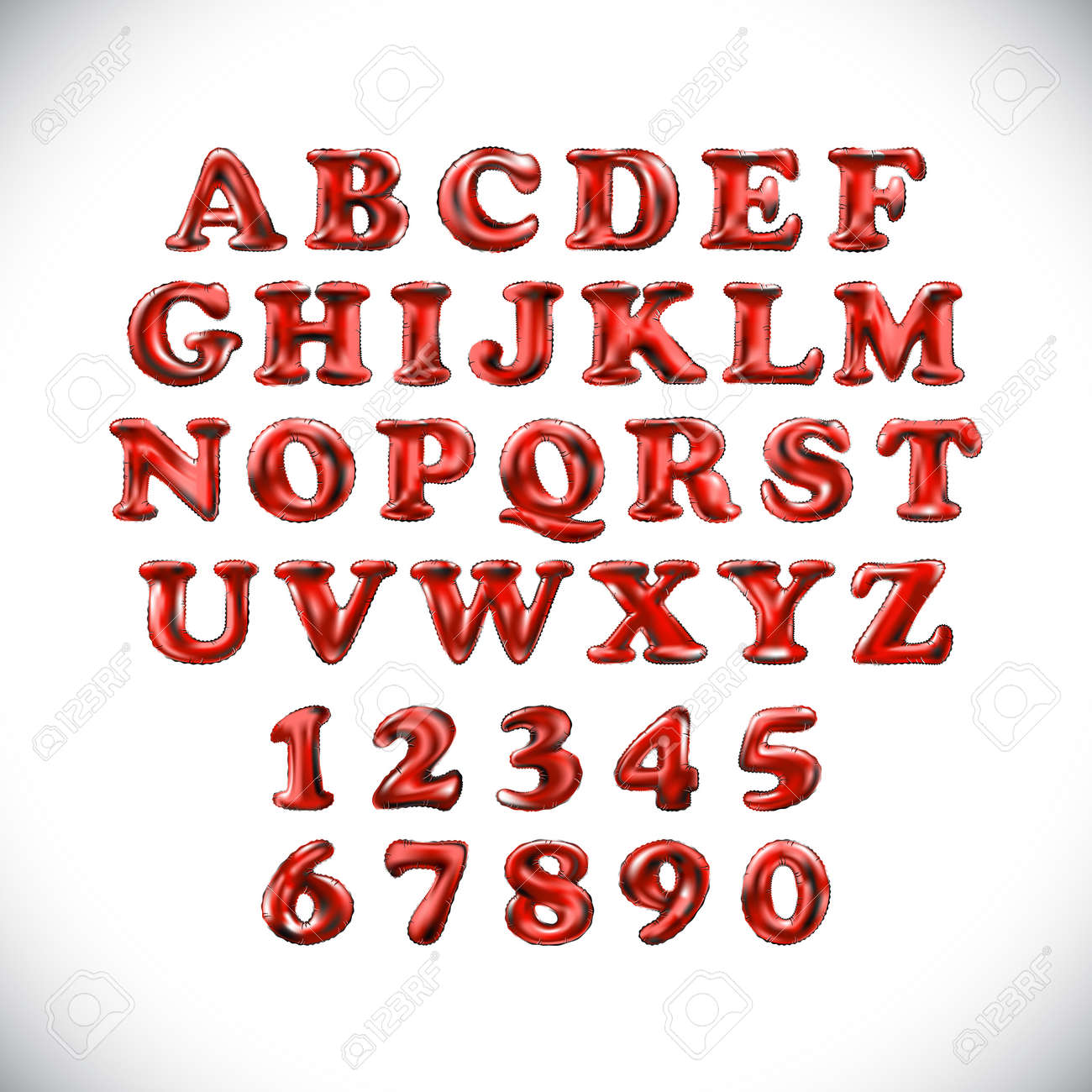 英語のアルファベットと数字白地に 赤い風船から 休日や教育芸術 のイラスト素材 ベクタ Image