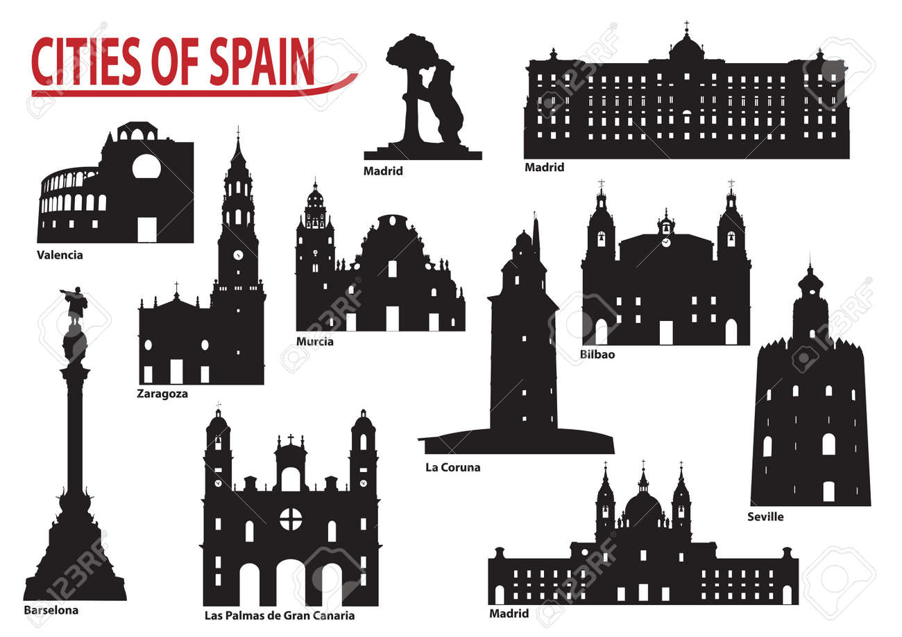 the most famous building in the city of spain royalty free cliparts