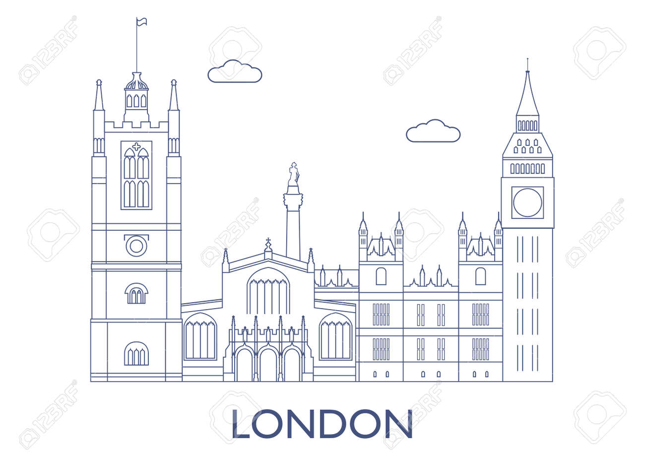 ロンドン イギリス 都市の最も有名な建物 のイラスト素材 ベクタ Image