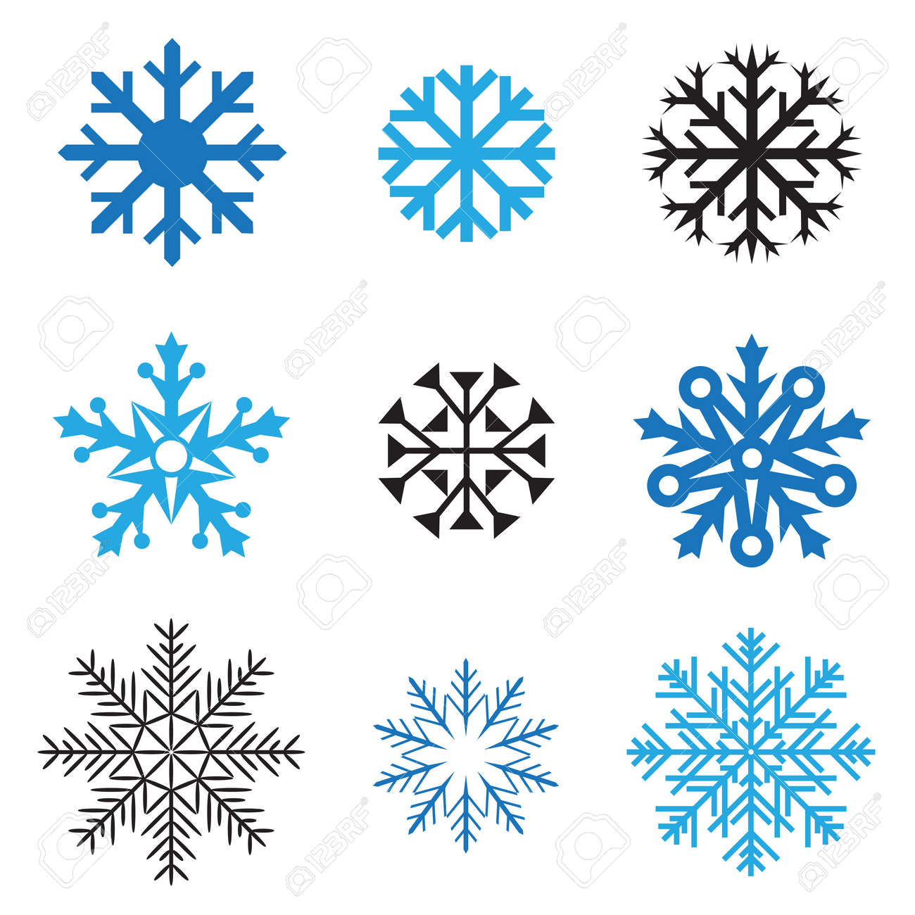 different simple snowflakes for design on white background stock vector 23643560