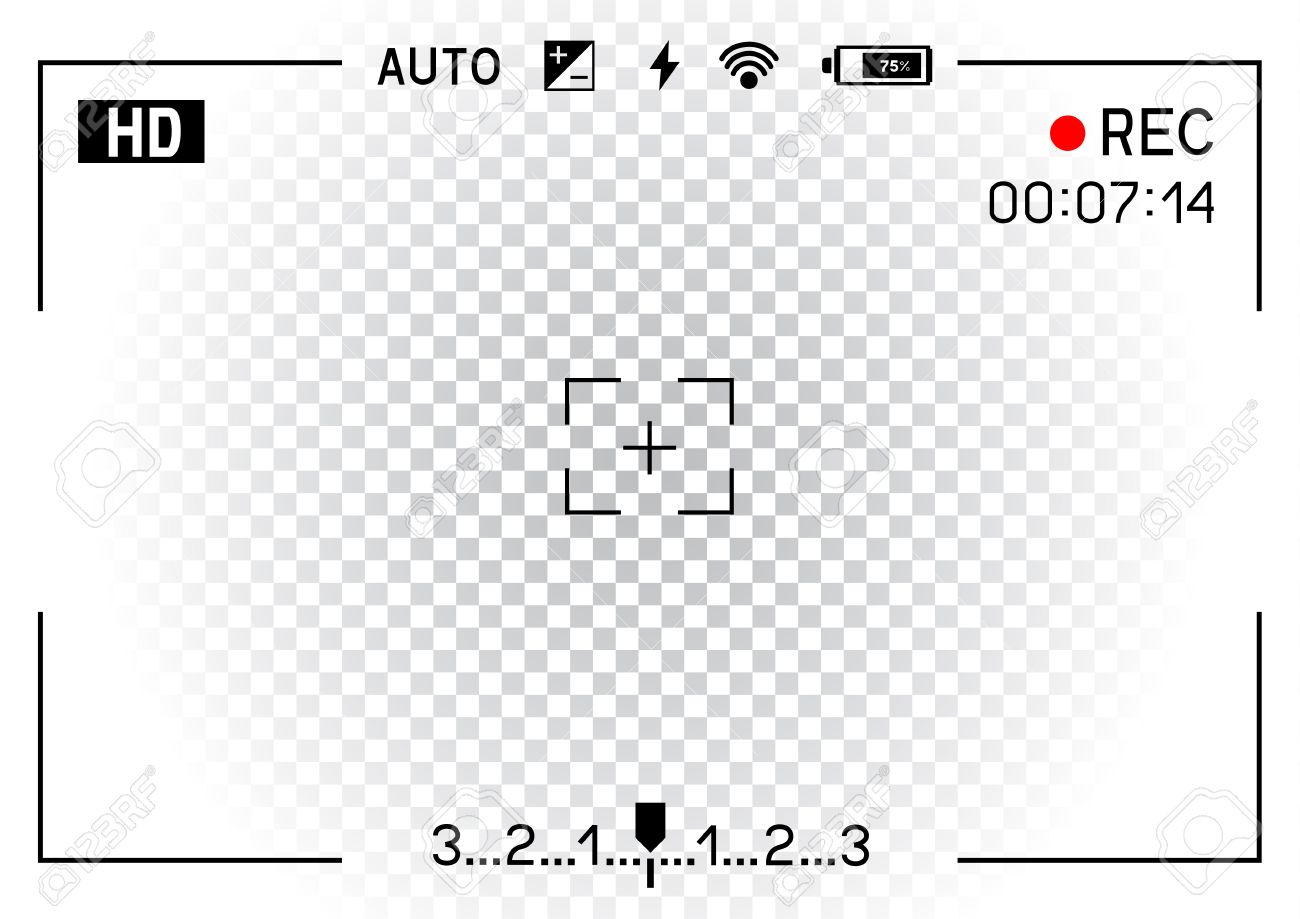 透明な白い背景のカメラ ファインダー撮影 記録ビデオ スナップ撮影のイラスト素材 ベクタ Image
