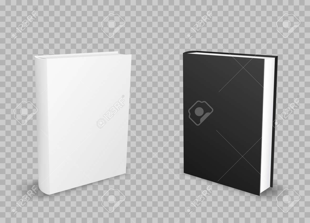 white and black standing empty books template with shadow on