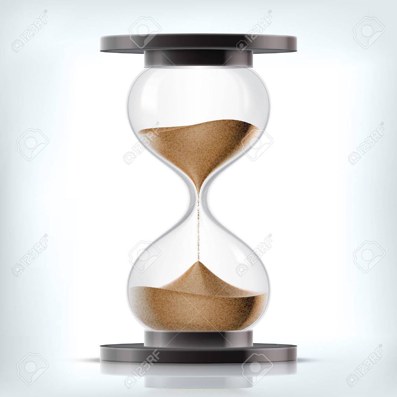 ベクトル透明砂砂時計白い背景に分離されました シンプルでエレガントな砂時計タイマーです 砂の時計アイコンの 3 D 図 のイラスト素材 ベクタ Image