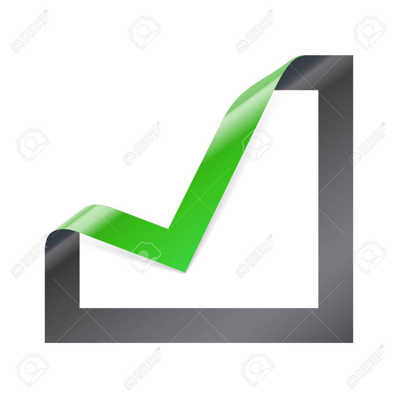 tick mark icon checkbox sign with angle folded on square paper