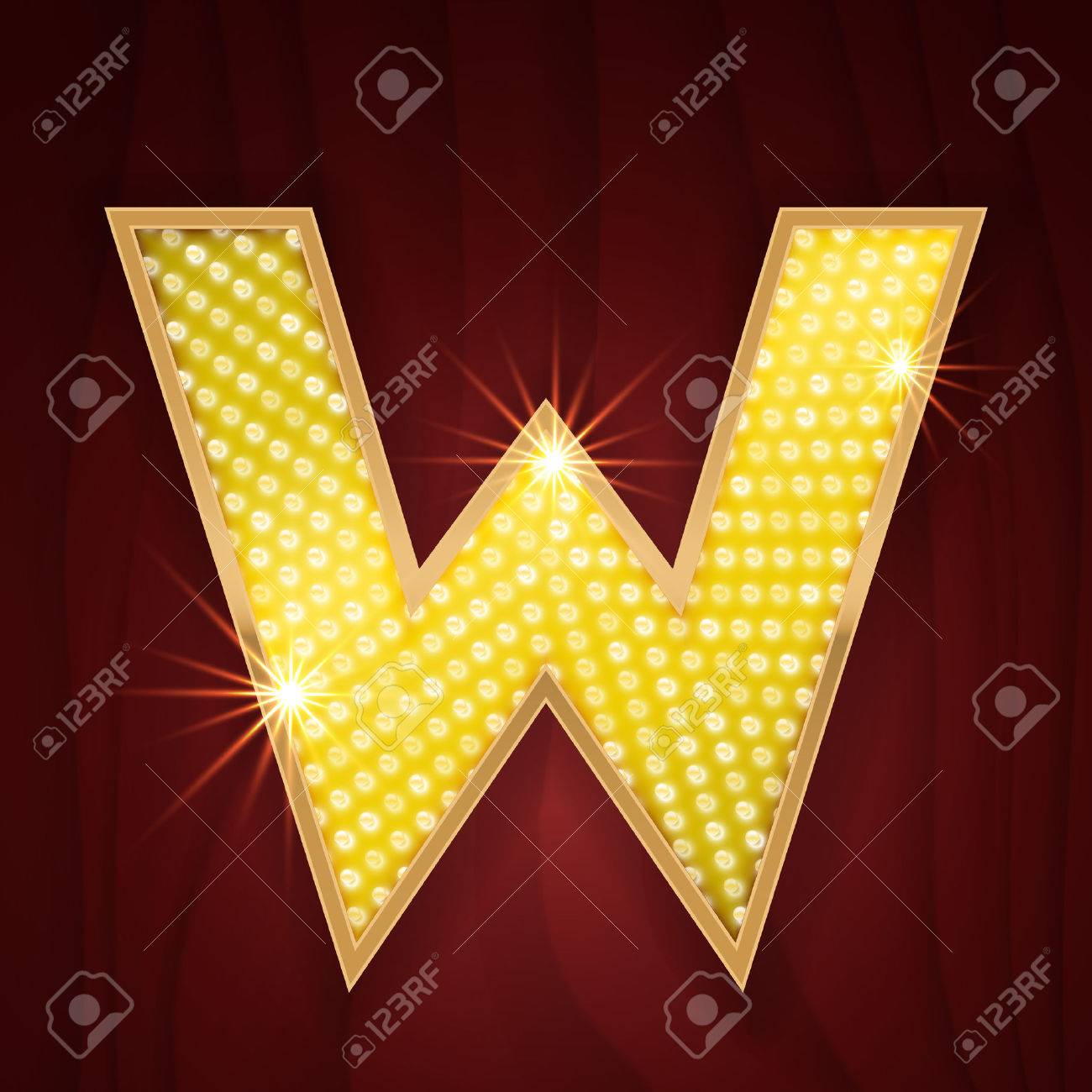 gold light lamp bulb letter w sparkling lightning glitter shine show and tell letter w